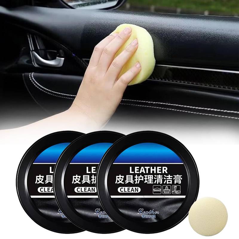 Generisch Reinigungs und Pflegecreme & Reinigungspaste für die Lederpflege, Autoleder-Reinigungscreme, Autoleder-Conditioner-Öl-Paste, Lederreparaturset für Auto, Möbel (3PC) von Generisch