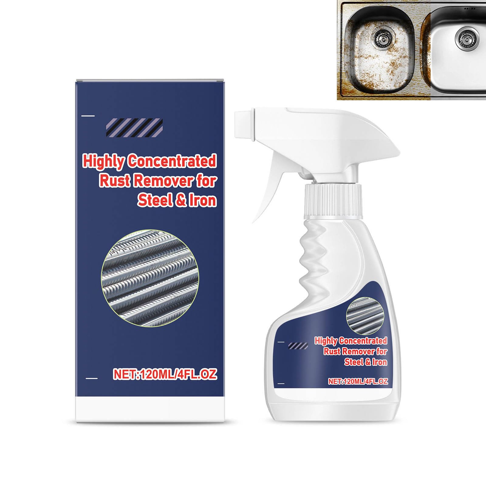 Generisch Rostlöser für Metall, Hochleistungs-Metall Rostumwandler Spray, Leistungsstarker Auto Rostentferner, Rust Remover for Stainless Steel, Multifunktionaler Entroster Spray (1PC) von Generisch