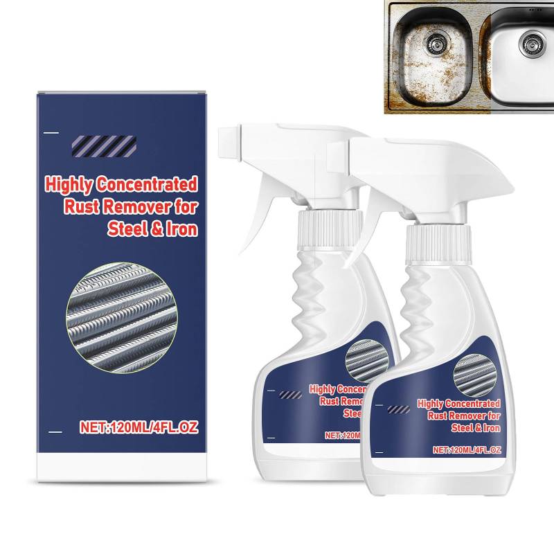 Generisch Rostlöser für Metall, Hochleistungs-Metall Rostumwandler Spray, Leistungsstarker Auto Rostentferner, Rust Remover for Stainless Steel, Multifunktionaler Entroster Spray (2PCS) von Generisch