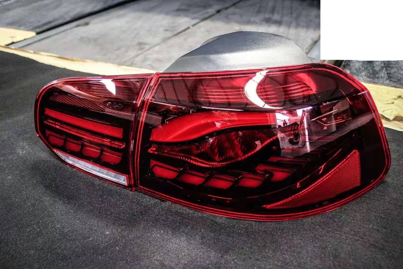 Generisch Rücklichtglas 1 Paar Auto-Rücklicht-Baugruppe für VW für Golf 6 Mk6 R20 2008-2013 Fließendes Wasserflimmern Drehen für Signallicht-Rücklicht(Type B Red Type) von Generisch