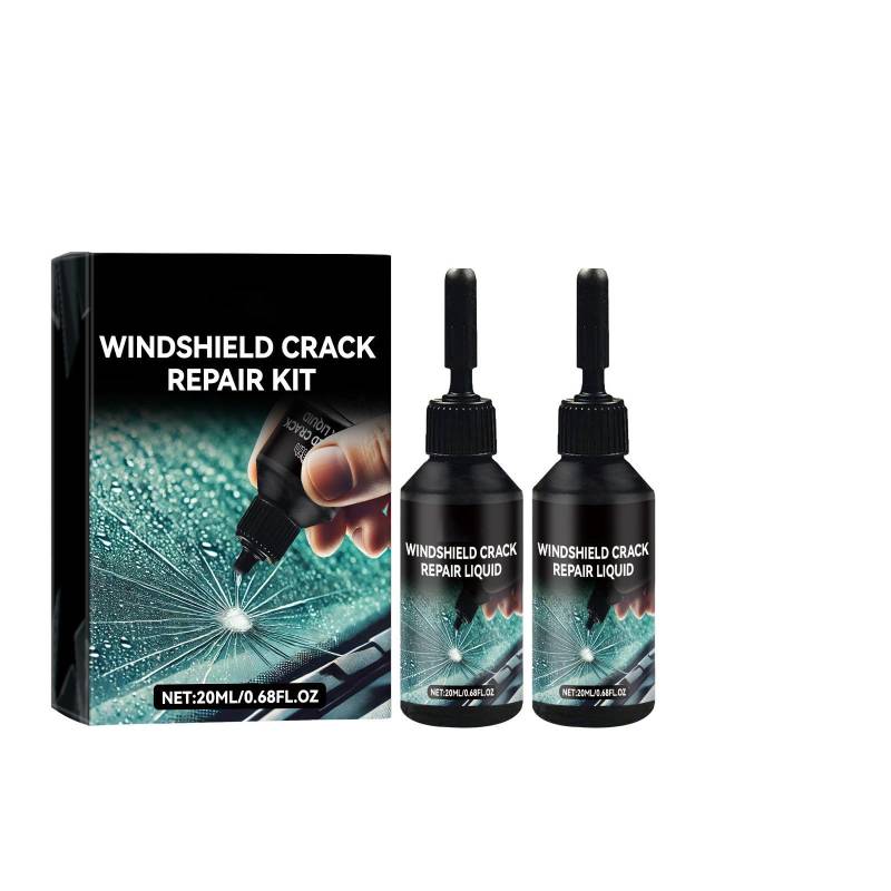 Generisch Steinschlag Reparaturset Windschutzscheibe Reiniger,Glas Reparatur Set,Windshield Repair Kit,Windschutzscheibe-Kratzer Entferner Kit Zur Reparatur Langer Rissen,Löchern,Rissen(2PCS) von Generisch