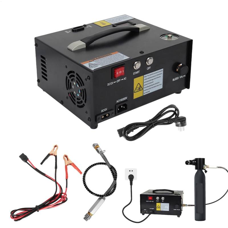 Generisch Tragbare Luftpumpe für Autoreifen,Reifenluftpumpe für Autoreifen, 12V Reifenpumpe mit Adapter, Praktische, tragbare Reifenpumpe mit schnellem Aufpumpen für Autos, Fahrräder, Sportgeräte von Generisch