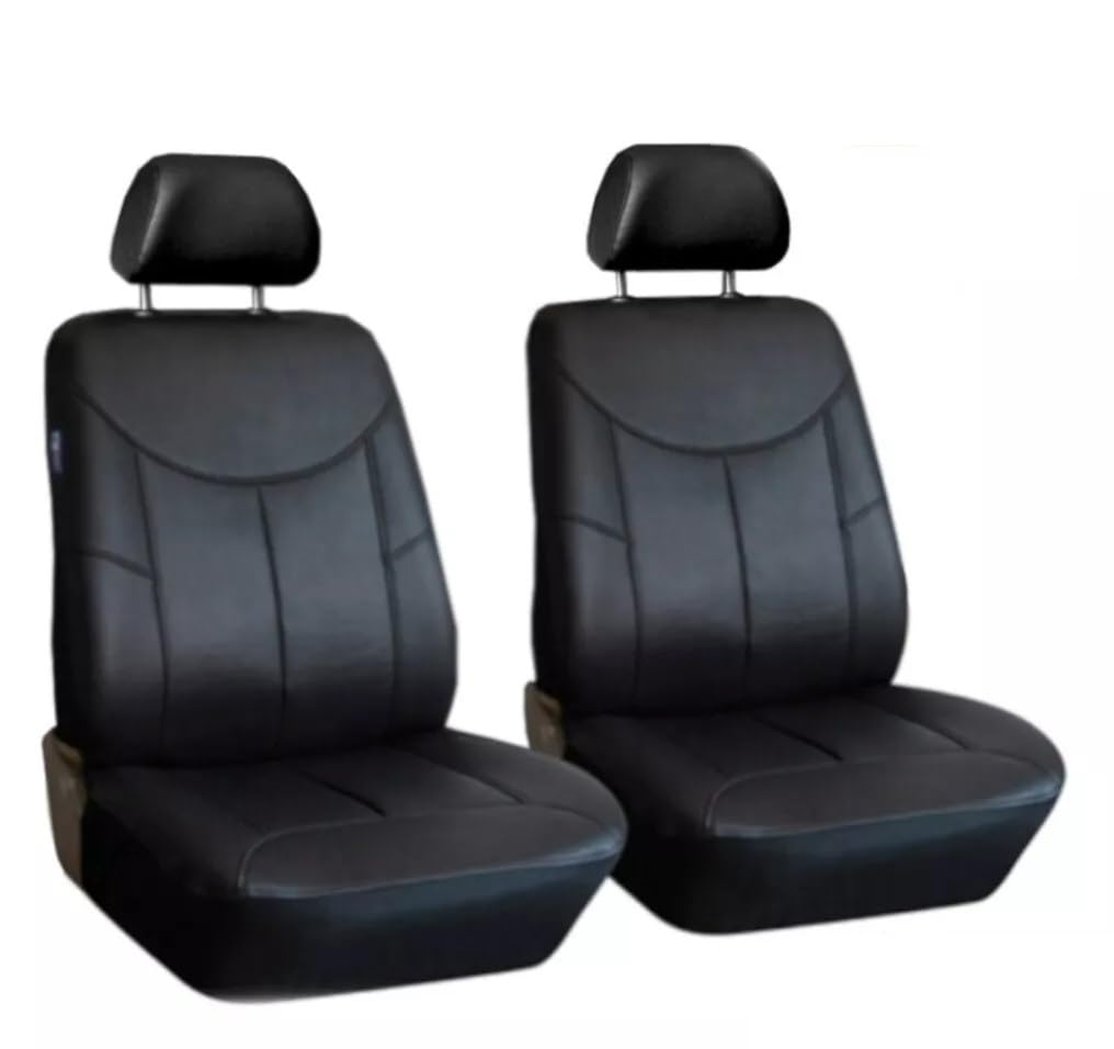 Generisch Vordere Sitzbezüge von Kunstleder Vorne 1+1 Satz Elegante Schonbezüge Wasserfest LUX Schwarz Premium Neu OVP Auto PKW Bus Universal von Generisch