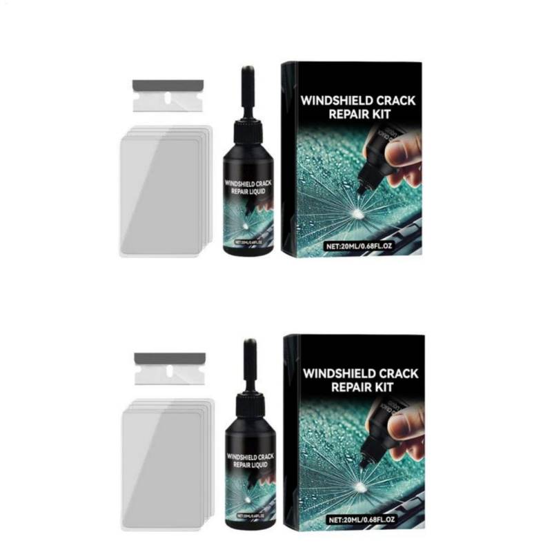 Generisch Windshield Crack Repair Kit, 2 Set Glasreparaturflüssigkeit, Scheiben Reparaturset Auto, Windschutzscheibe Reparaturset, Glas Reparatur Set Für Windschutzscheiben, Spiegel, Handybildschirme von Generisch