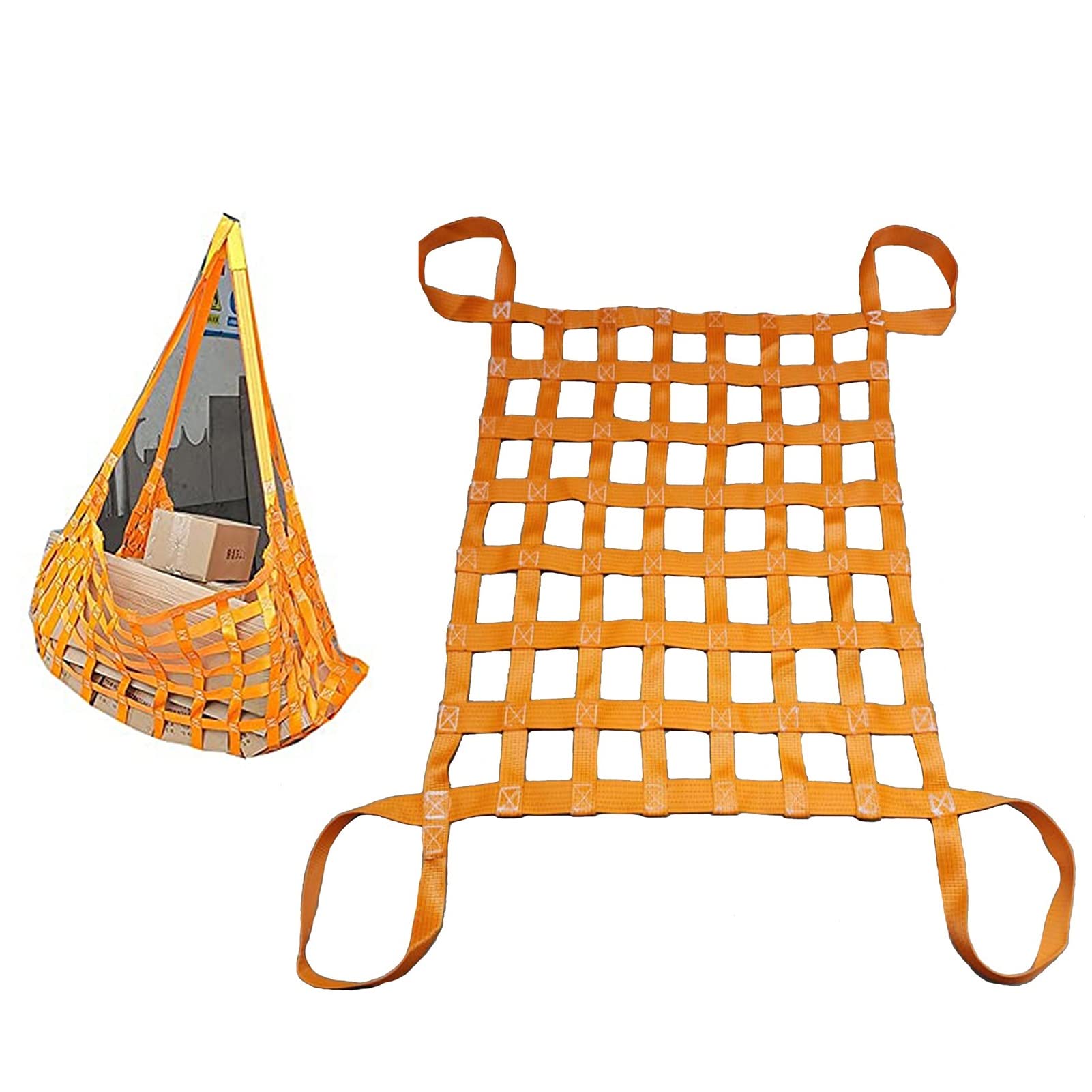 Gepäcknetz Tasche zum Heben und Heben, reißfestes Netz, Sicherheitsabdeckung für Industrie, Logistik, Bau, robustes Überspringnetz, Anhängernetz, Orange, 4 x 4 m, 2,5 T Tragkraft von Generisch