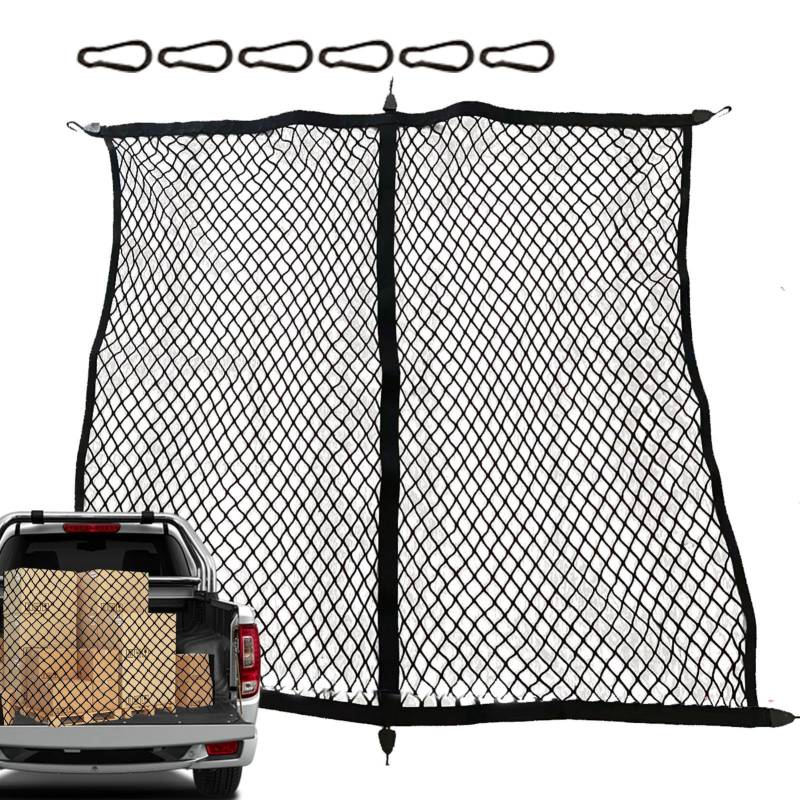 Gepäcknetz für Pickup-Truck-Ladefläche, Kfz-Gepäcknetze,Elastisches Trägernetz mit 6 Karabinern - Netz-Organizer, robustes LKW-Ladeflächennetz für Pickups, LKWs, Anhänger, SUV, ATV/UTV und sogar Boote von Generisch