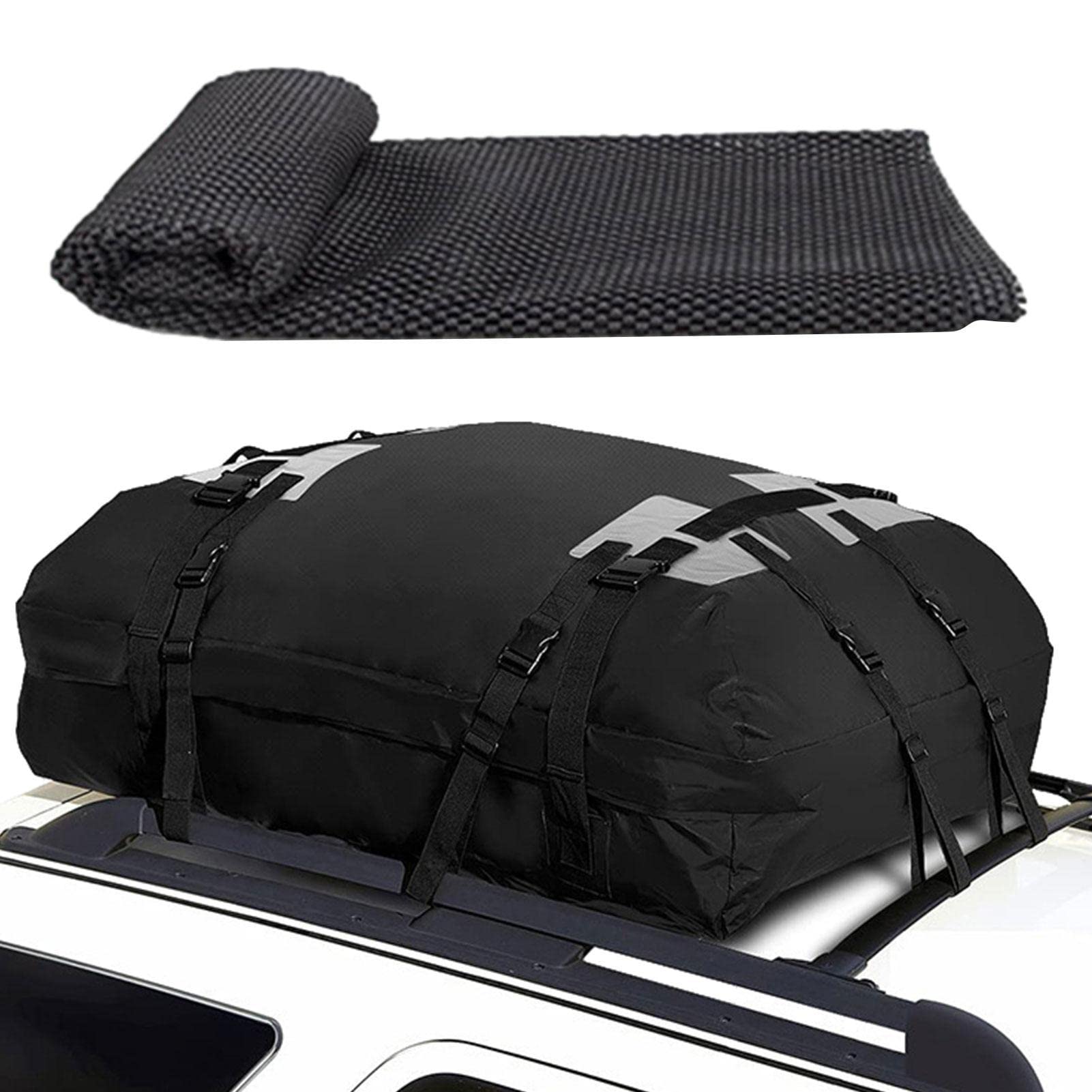 Gepäcktasche Dach,15 Kubikfuß Flexibler Autodachträger wasserdichte Frachttasche aus 600D Oxford-Stoff, Aufbewahrungstasche für Reisen, Autos, Geländewagen, Dach, Reise-Aufbewahrungstasche von Generisch