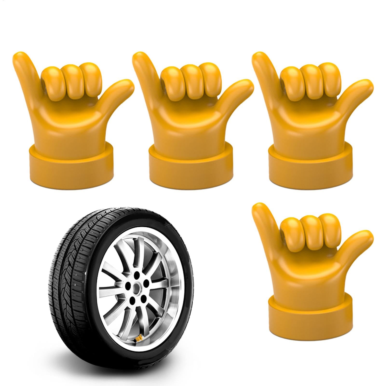 Gesture Tire Valve Caps, Automobile Hand Model Air Valve Covers, Leakproof Rubber Stem Caps, Decorative Car Tire Valve Caps for SUVs, Trucks, Motorcycles, Fun and Durable Tire Pressure Cap Replacement von Generisch