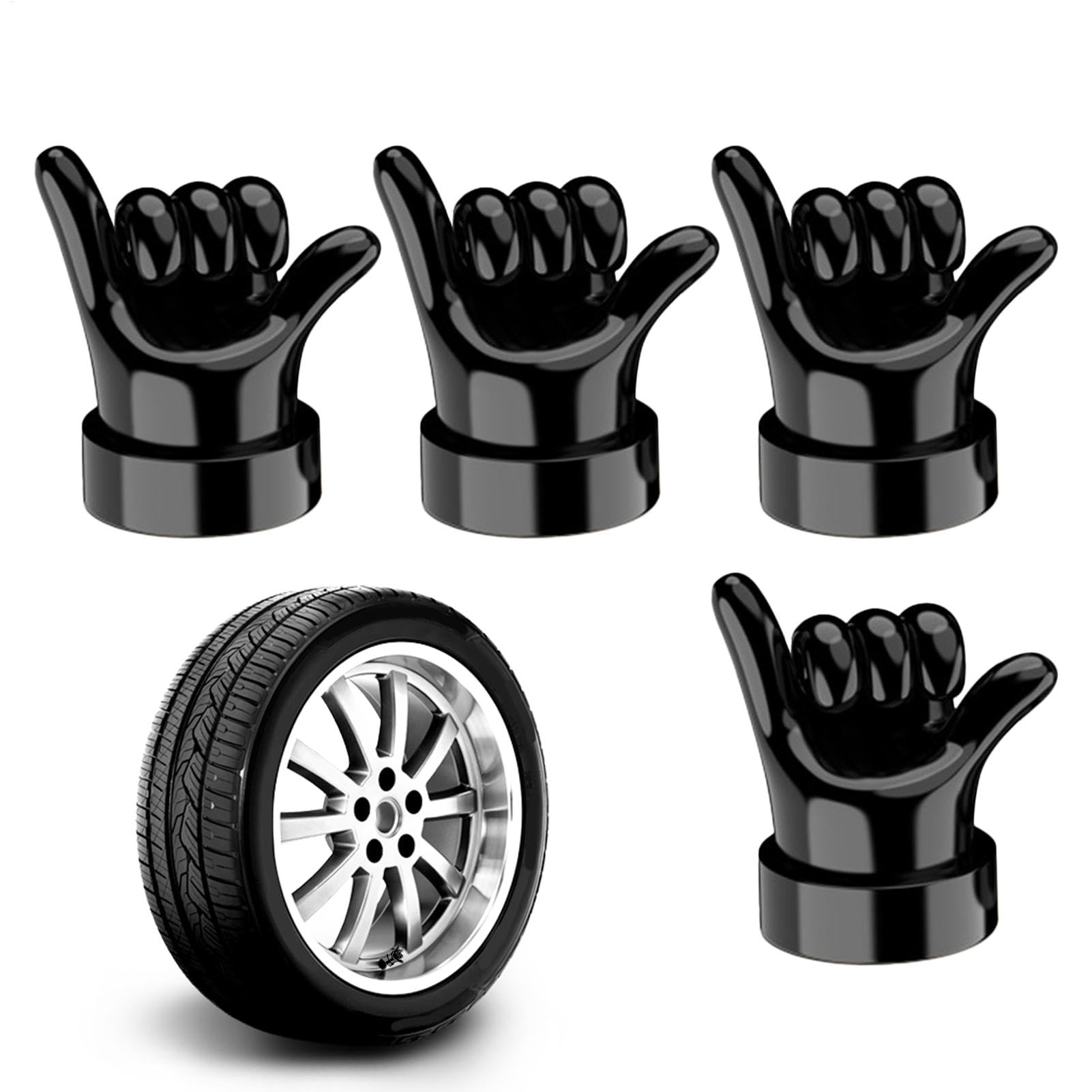 Gesture Tire Valve Caps, Automobile Hand Model Tire Caps, Decorative Car Tire Valve Cover, Leakproof Rubber Valve Cap, Car Accessories, Rubber Replacement Tire Valve Cap For Most Vehicles von Generisch