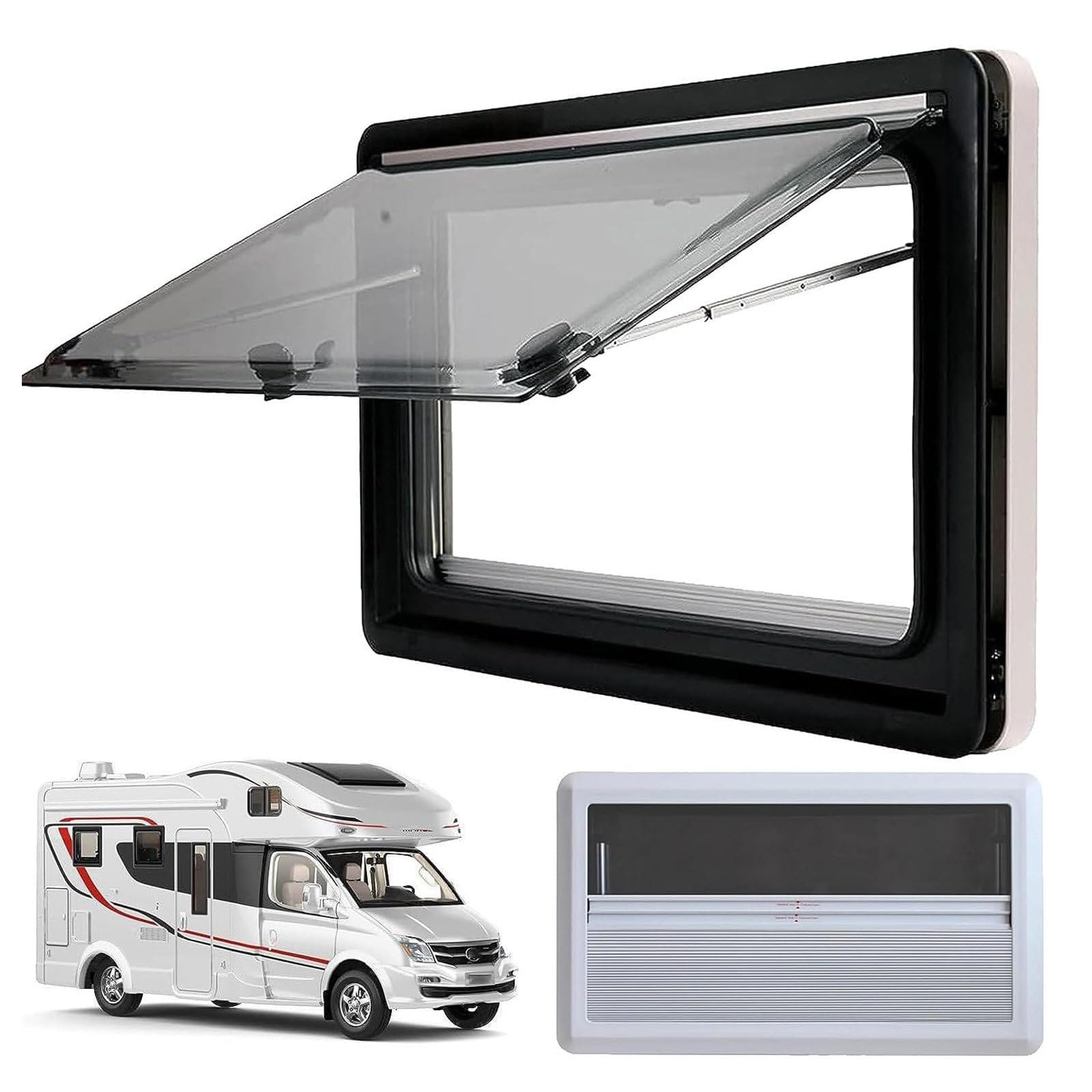 Getöntes Seitenfenster für Wohnwagen und Wohnmobile – doppelt isolierte Acrylverglasung, quadratisches Aluminium-Legierungs-Design, perfekt für mehr Privatsphäre und Komfort von Generisch