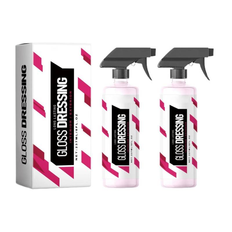 Gloss Dressing - Legendäres Glanz Dressing Spray | 2Stk Trim und Reifen Dressing | Restaurieren verblasster Kunststoffe | Kunststoff Restaurator für Autos | Keramik Beschichtungspoliermittel für Glanz von Generisch