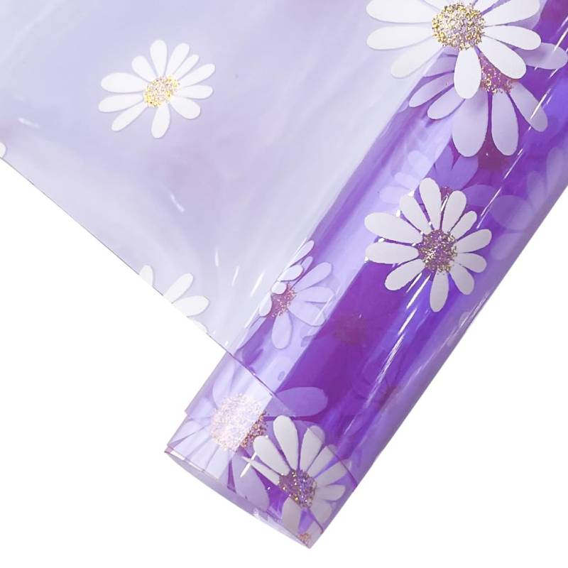 HYANG Transparent Daisy PVC Leder Vinyl Blätter, PVC Leder Stoff Blätter 1 Rolle 12" x 53" (30cm x 135cm) Perfekt für handgemachte Bögen, Ohrringe, Handtasche, Nähen, Handwerk (Hellviolett) von Generisch