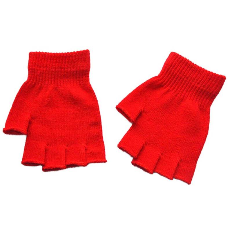 Handschuhe Damen Handschuhe Herren Arbeitshandschuhe Winterhandschuhe Herren Fingerhandschuh Radfahren Warme Fingerlose Winterhandschuhe Unisex Lederhandschuhe (Red, One Size) von Generisch