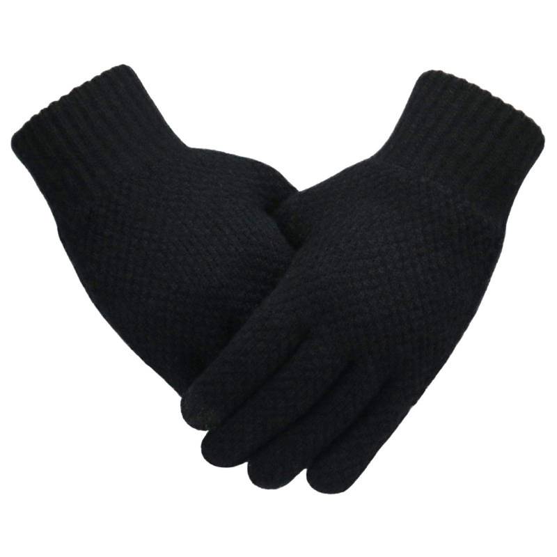 Handschuhe Unisex Strickhandschuhe Mit Fleece Handschuhe Herren Arbeitshandschuhe Lederhandschuhe Herren Winter Warme Winterhandschuhe Thermohandschuhe (Black, One Size) von Generisch