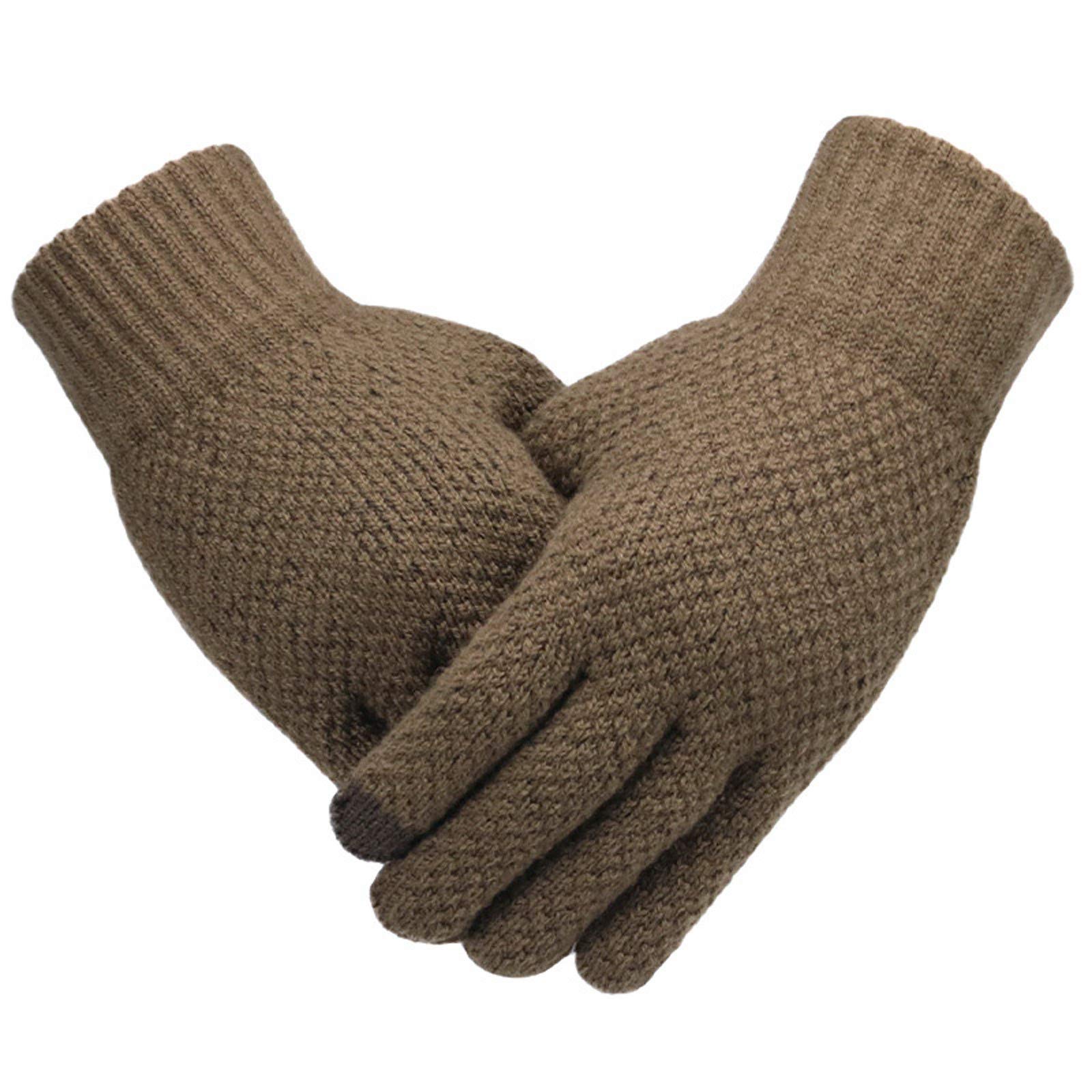 Handschuhe Unisex Strickhandschuhe Mit Fleece Handschuhe Herren Arbeitshandschuhe Lederhandschuhe Herren Winter Warme Winterhandschuhe Thermohandschuhe (Coffee, One Size) von Generisch