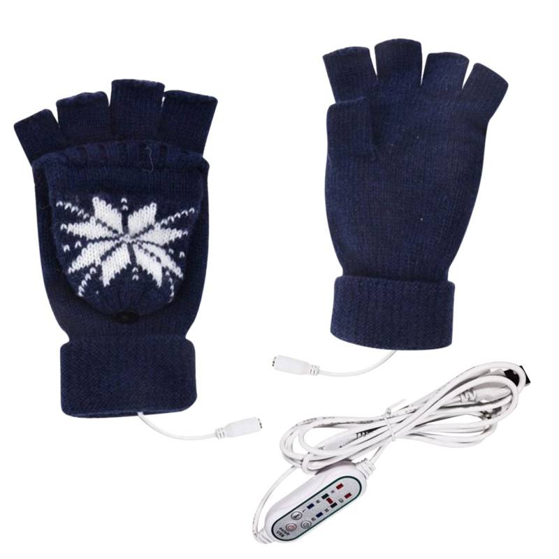 Handschuhe Weiss Lang Knit Timing Winter USB Speed Unisex Handschuhe mit drei Temperatureinstellungen Arbeitshandschuhe Christmas Connection Beheizte Innenhandschuhe FäUstlinge Wolle (Blue, One Size) von Generisch