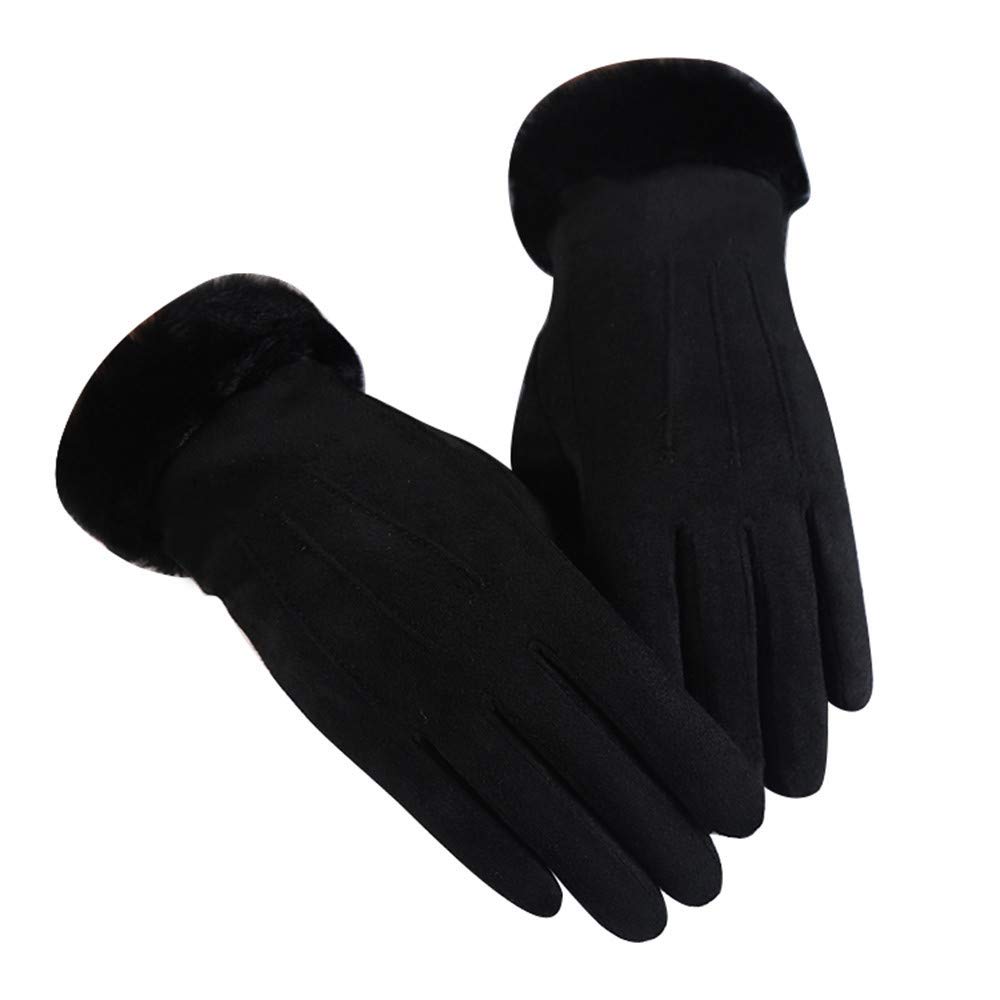 Handschuhe Winter Fahrradhandschuhe Damen Herren Arbeitshandschuhe Herren Fahrradhandschuhe Damen Winter Unisex Strickhandschuhe Mit Fleece Warme Skihandschuhe (Black, One Size) von Generisch