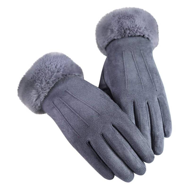 Handschuhe Winter Fahrradhandschuhe Damen Herren Arbeitshandschuhe Herren Fahrradhandschuhe Damen Winter Unisex Strickhandschuhe Mit Fleece Warme Skihandschuhe (Grey, One Size) von Generisch