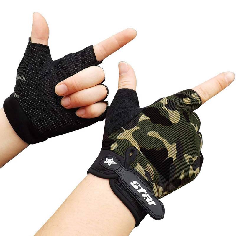 Handschuhe Winter Fahrradhandschuhe Herren Arbeitshandschuhe Herren Lederhandschuhe Herren Outdoor Warme Winterhandschuhe Halb Fingerlose Handschuhe (Camouflage, S) von Generisch