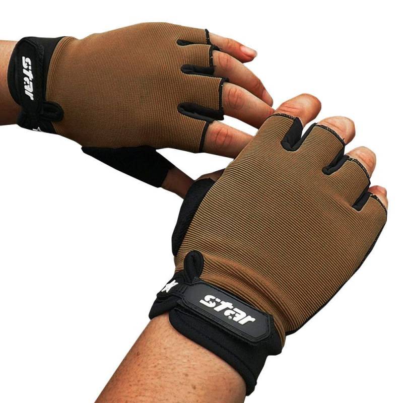 Handschuhe Winter Fahrradhandschuhe Herren Arbeitshandschuhe Herren Lederhandschuhe Herren Outdoor Warme Winterhandschuhe Halb Fingerlose Handschuhe (Khaki, L) von Generisch