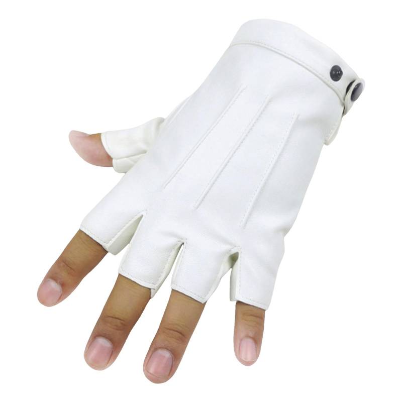 Handschuhe Winter Handschuhe Herren Arbeitshandschuhe PU-Kunstleder Lederhandschuhe Herren Winter Warme Winterhandschuhe Winter modische Halbfinger-Handschuh (White, One Size) von Generisch