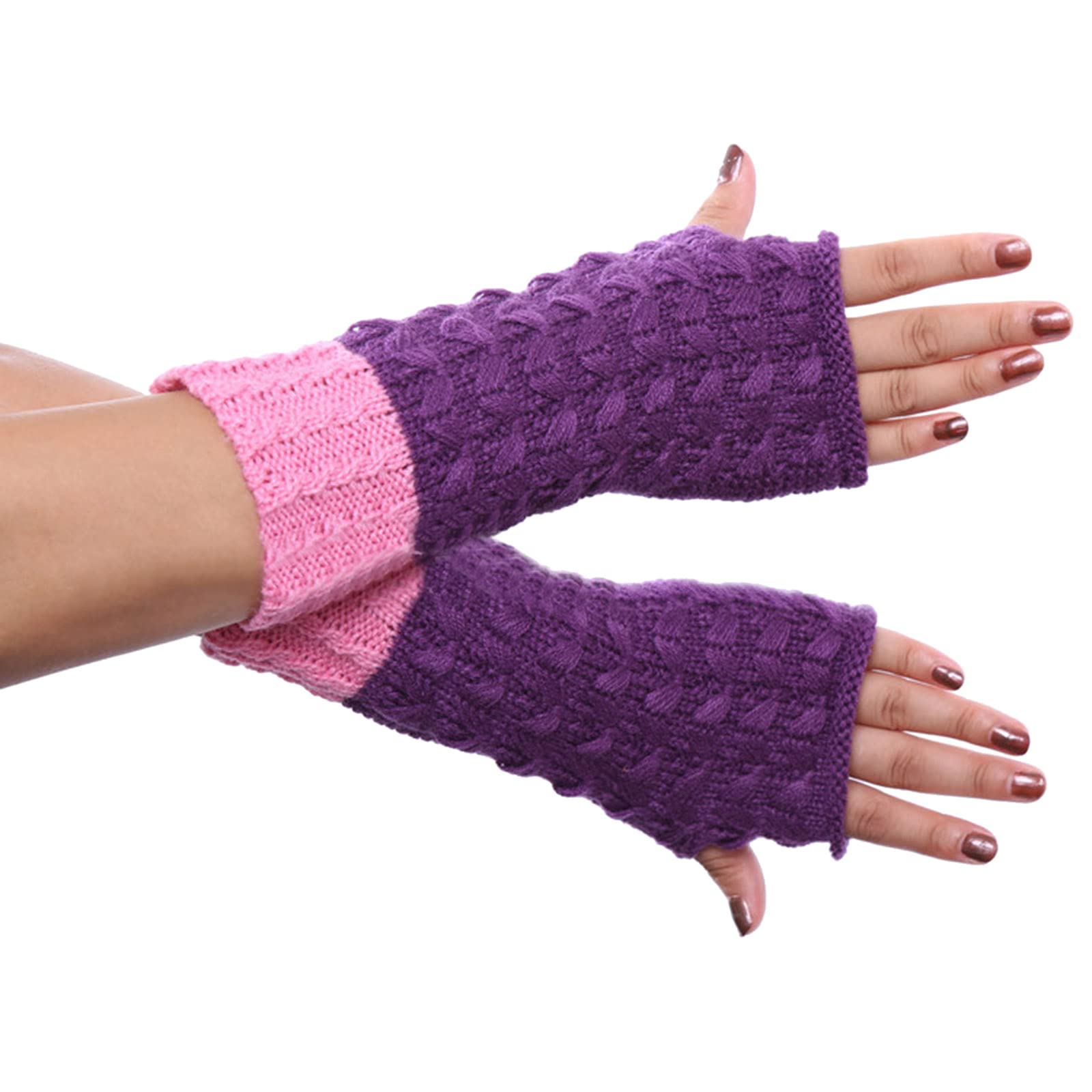 Handy Handschuhe Damen stricken warme halbe Handschuhe Stoffhandschuhe Damen (F, One Size) von Generisch