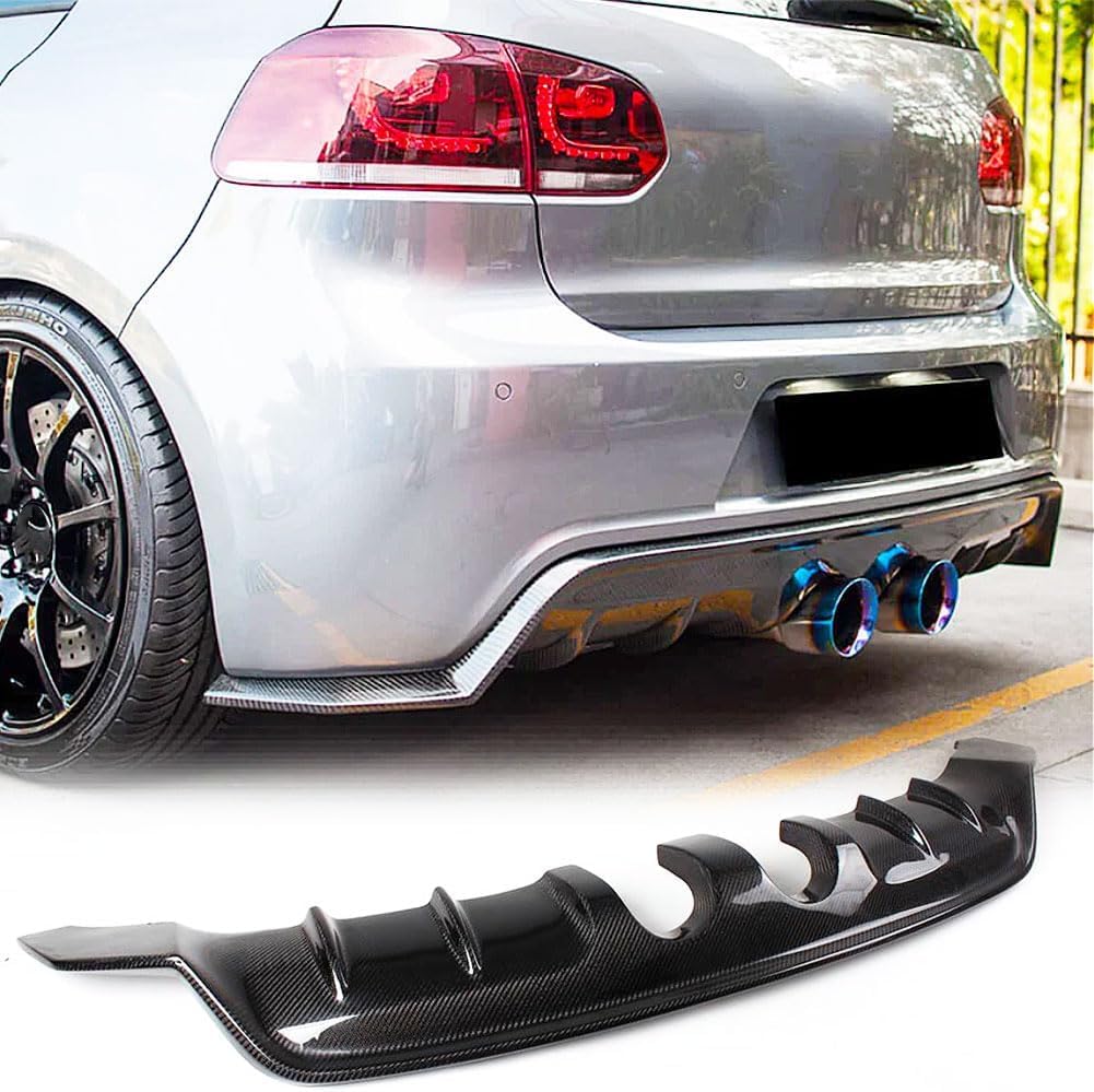 Heckstoßstangen-Diffusor aus Kohlefaser für Volkswagen VW Golf 6 MK6 R20 2010–2013, Heckstoßstangen-Diffusor, untere Stoßstangenlippe, Spoiler-Kit von Generisch