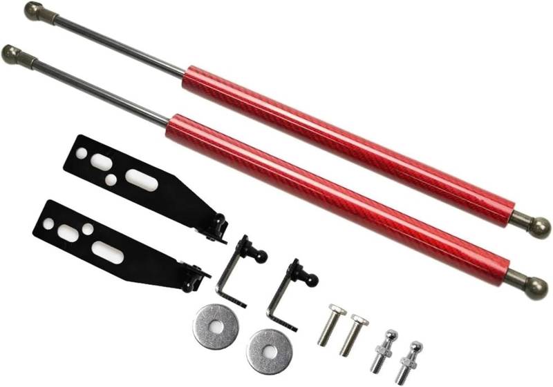 Hydraulische Federbeine für Kraftfahrzeuge Gasdruckfedern Lift Support Absorber Auto Front Motorhaube Haube Ändern Stoßdämpfer Für FIAT 500 2007 2008 2009-2024(Carbon Fiber Red) von Generisch