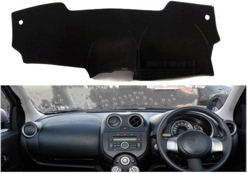 Innenraum-Armaturenbrettabdeckungen rutschfeste Matte für Nissan für März für Micra K13 2010-2016 Rechts- und Linkslenker Auto-Armaturenbrett-Abdeckungen Matte Schatten Kissen Pad(Red Edge RHD) von Generisch