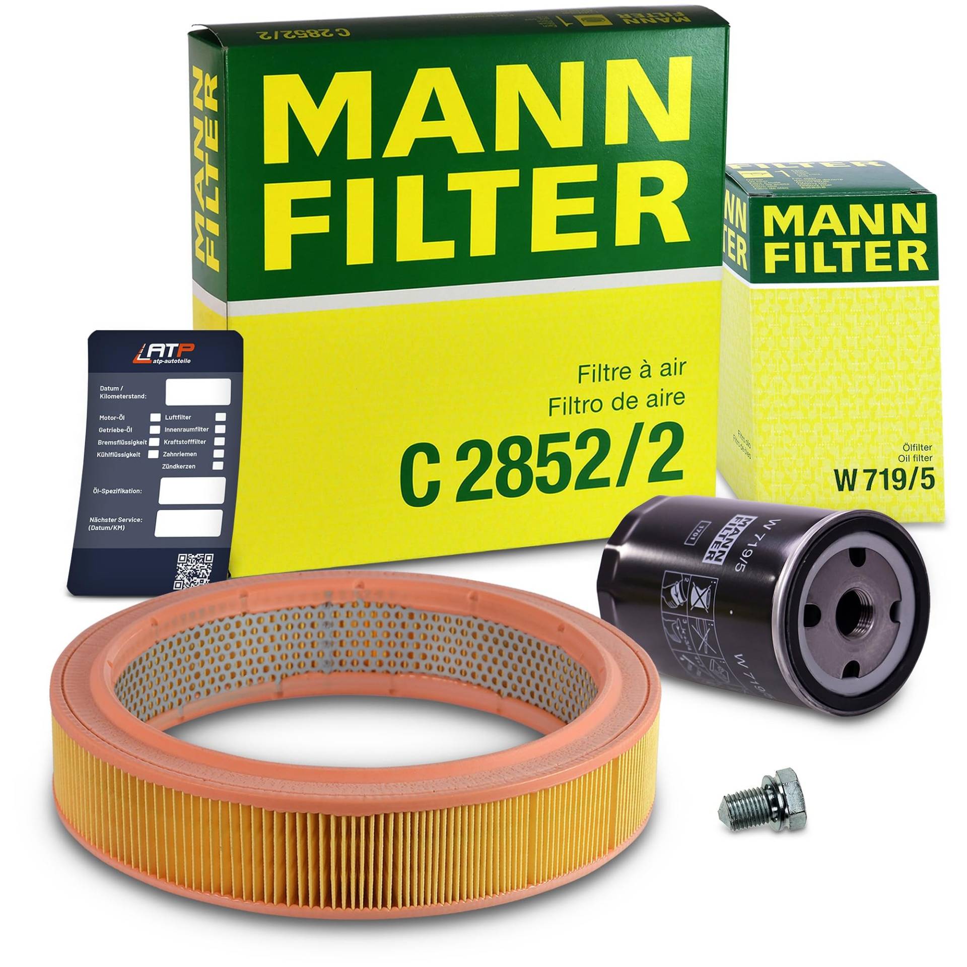 MANN-FILTER Inspektionspaket Filterset 1x Ölfilter, 1x Luftfilter, 1x Ölablassschraube mit Dichtung, 1x Ölwechselanhänger, von Generisch