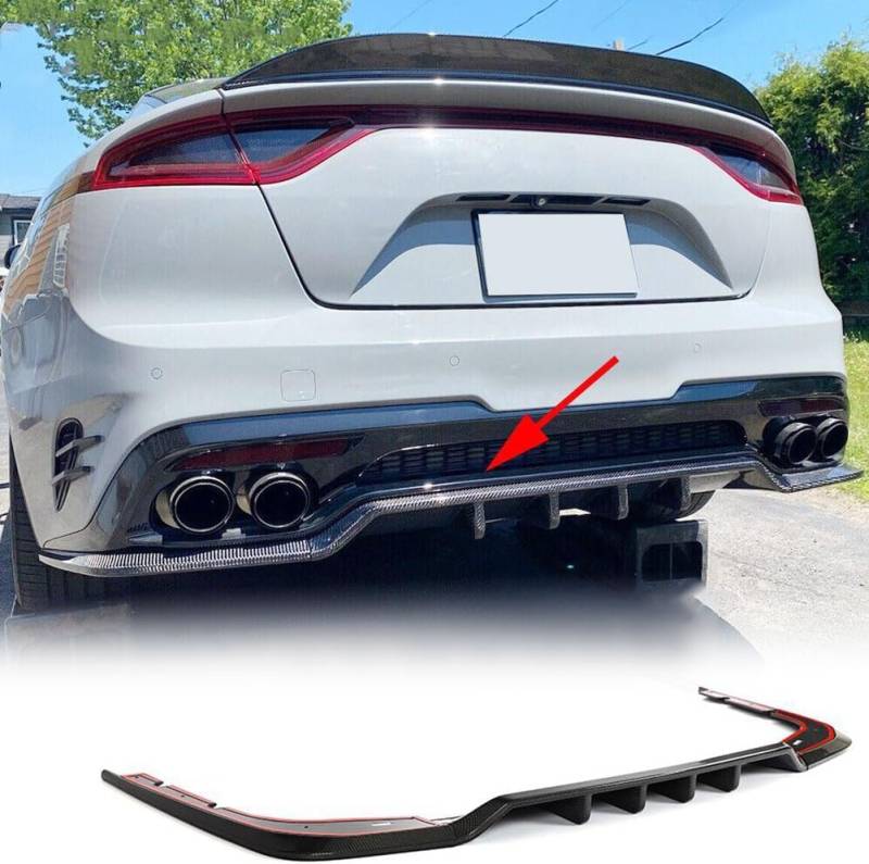 Karbonfaser-Heckstoßstangen-Diffusor für Kia Stinger 2018–2023, Heckstoßstangendiffusor, untere Stoßstangenlippe, Spoiler-Körper-Kit von Generisch