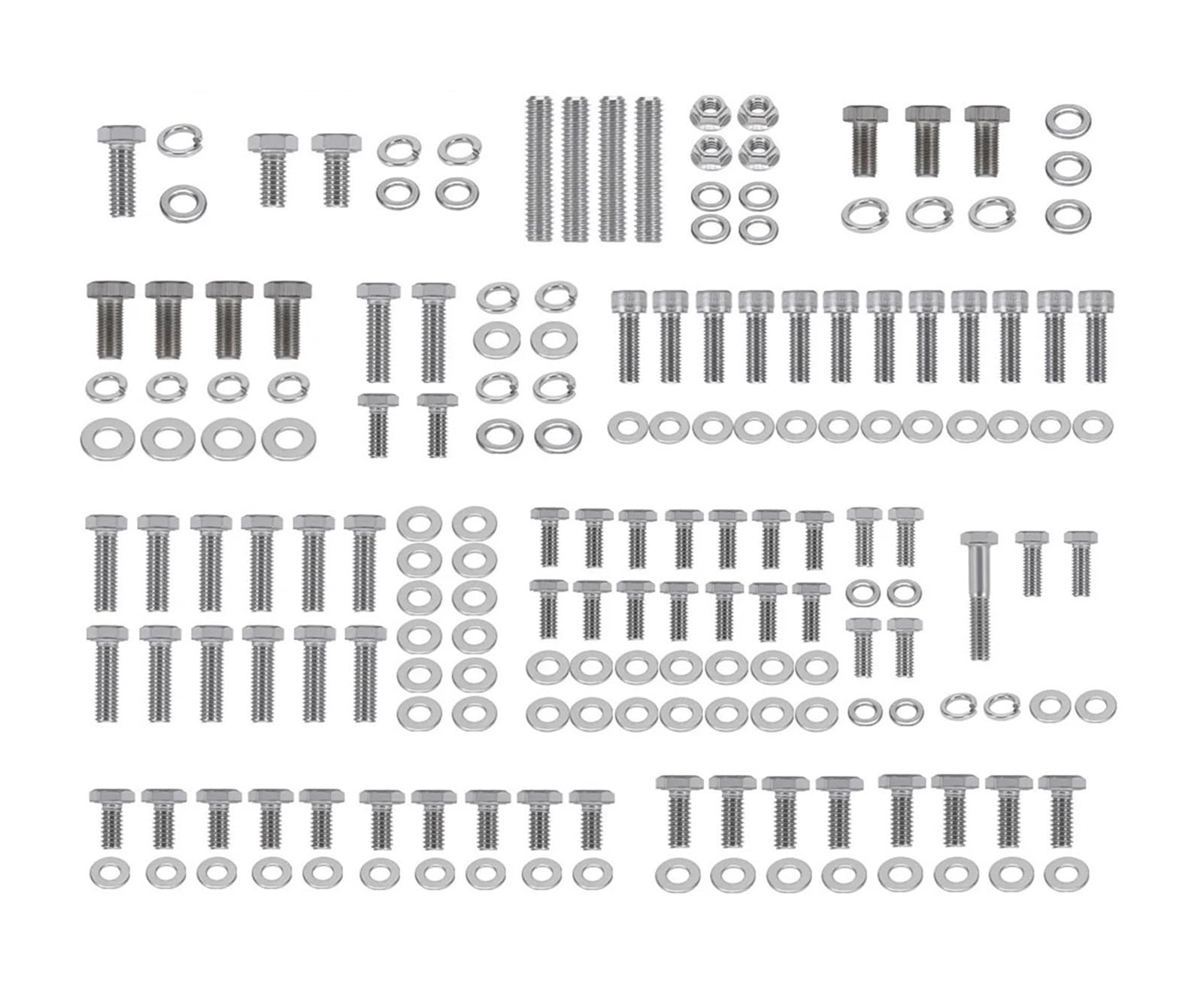 Kleiner Edelstahlblock for 265283302305307327350400 Motor-Sechskantschrauben-Set, 211-teilig, Muttern und Schrauben von Generisch