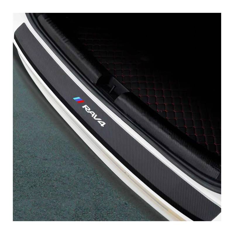 Kohlefaser Ladekantenschutz Aufkleber für Toyota RAV4, Auto Stoßstangenschutz Folie Kofferraum Türschwelle Kante Kratzfeste Zierstreifen von Generisch