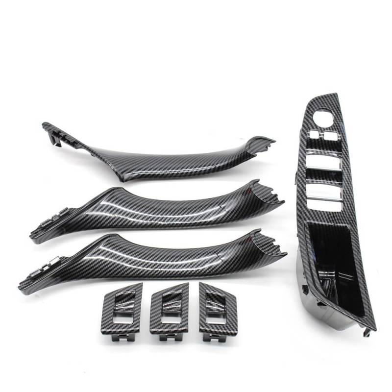 LHD RHD Innentür Carbon Fiber Pull Griff Fenster Schalter Panel Set for BMW 5 Series F10 F11 F18 520i 523i 525i 528i 535i(RHD 7PCS Set) von Generisch