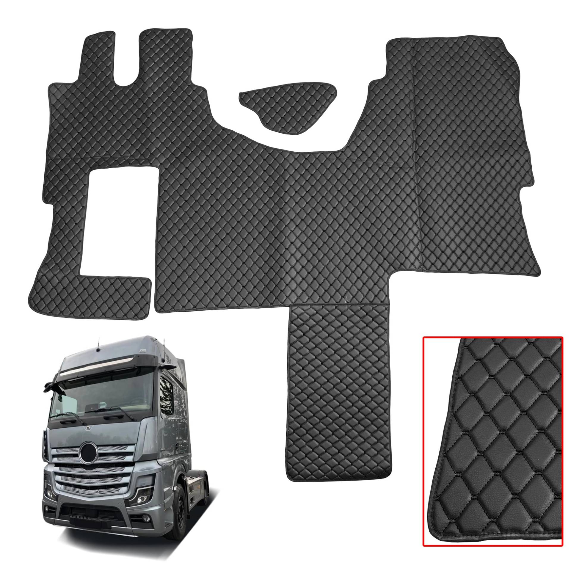 LKW Fußmatten Öko-Leder Passend Für Mercedes Actros MP4 MP5 L Solostar/Für Automatikgetriebe/Schwarz von Generisch