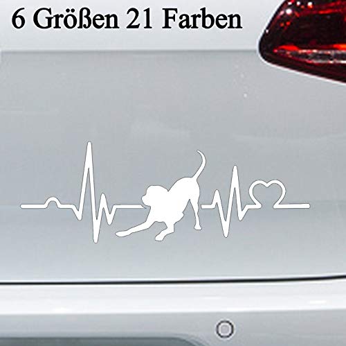 Labrador Herzschlag Sticker Aufkleber -6Größen- Car Retriever Heartbeat Dog Love in 6 Größen und 21 Farben von swor