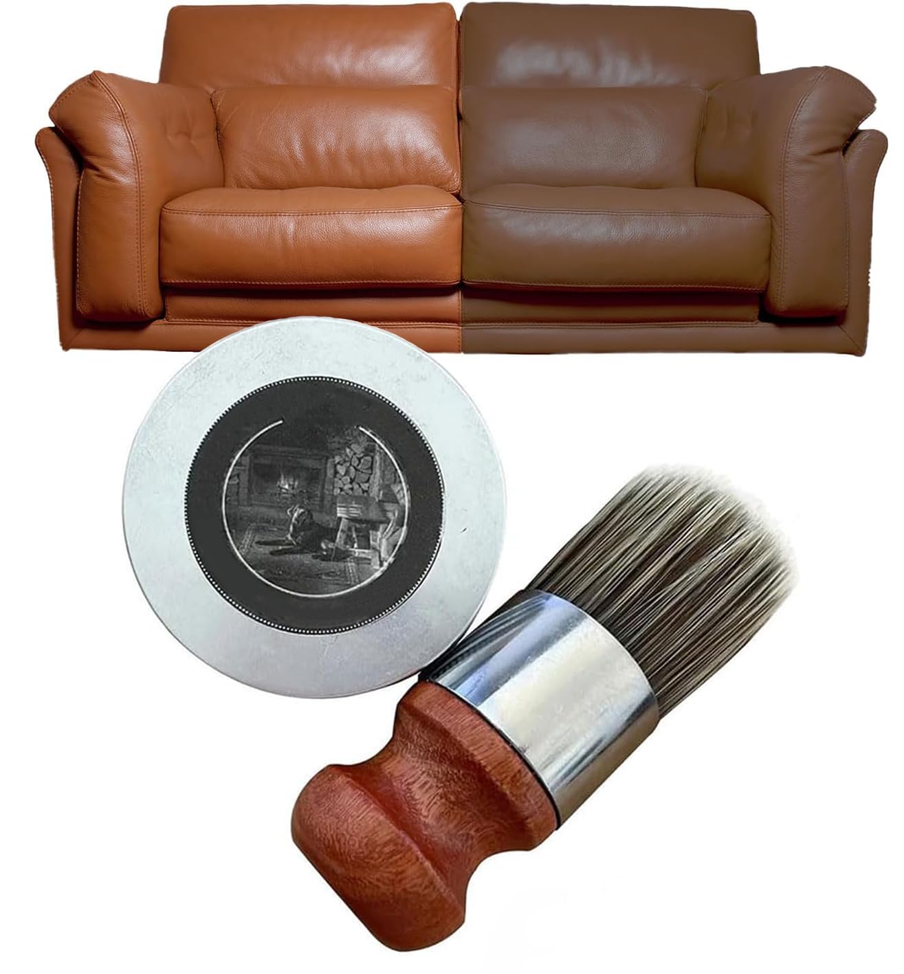 Generisch Evergloss Furniture Salve, Leather & Furniture Repair Salve + Applicator Brush,Kunstleder Reparaturset, Lederfarbe Creme, fixieren und schützen Sie Ihr Lederstück und Ihren Boden von Generisch