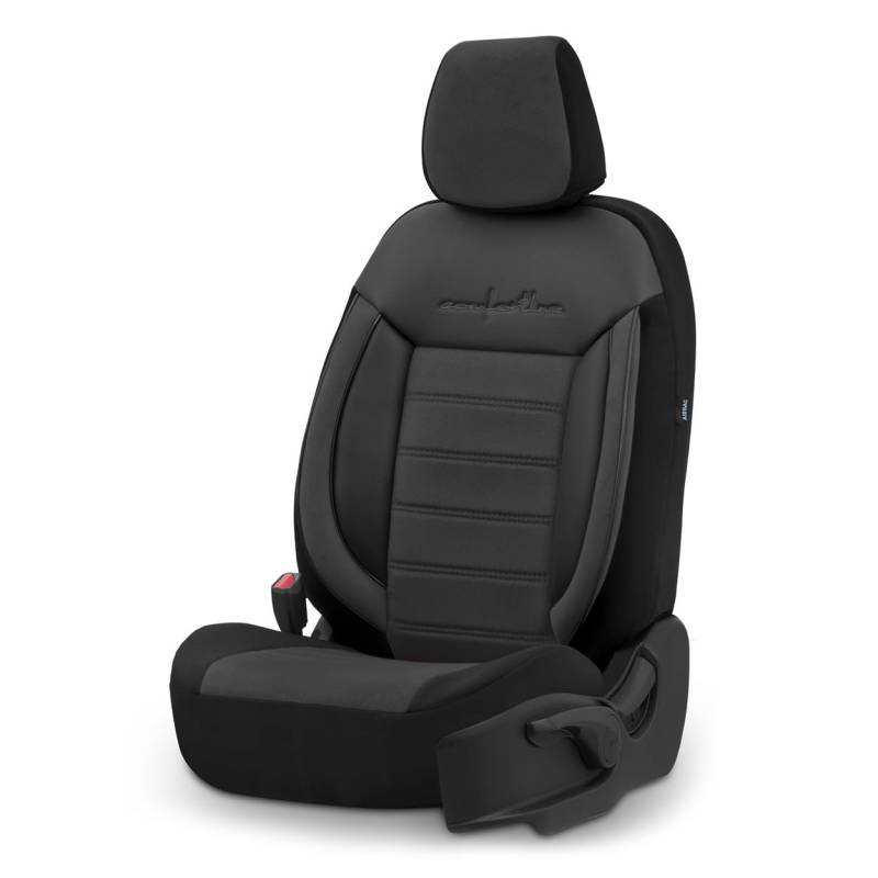 Leder Stoff Auto Sitzbezug Sitschoner Schonbezug Universal Komfortabel Schwarz XAPLOT00758-L2 von Generisch