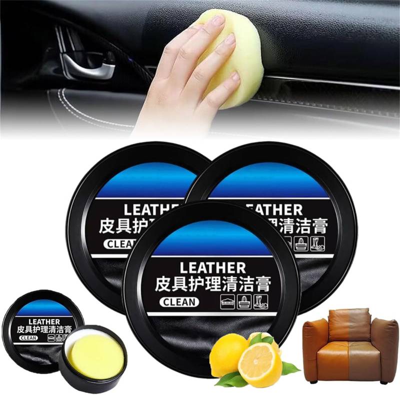 Lederpflege Reinigungspaste, Leder Reinigungs- und Pflegecreme & Reinigungspaste für Lederpflege, Automobilinnenraum Lederreinigungscreme, Auto Leder Conditioner Ölpaste (3 Stück) von Generisch