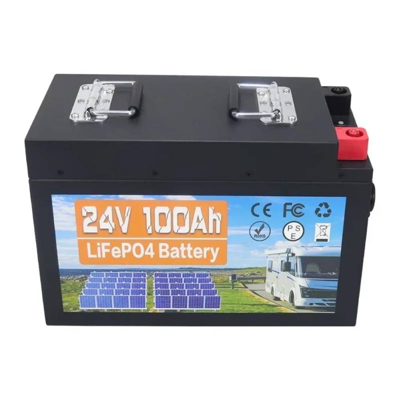 LiFePO4 24V 100Ah Lithium Batterie Max. 2560W Leistung und Max. 15000 Zyklen, 10 Jahre Lebensdauer, Ideal Ersatz AGM-Batterie, Perfekt für Wohnmobil, Marine, Solaranlage, Off-Grid von Generisch