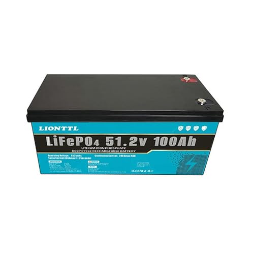 LiFePO4 Batterie 48V(51.2V) 100 Ah, Lithium Freizeitbatterie, Lithium Eisenphosphat Batterie anstelle von Auto AGM Batterie oder Deep Cycle-Batterie, für Wohnmobil, Boot, Solaranlage,Outdoor-Camping von Generisch