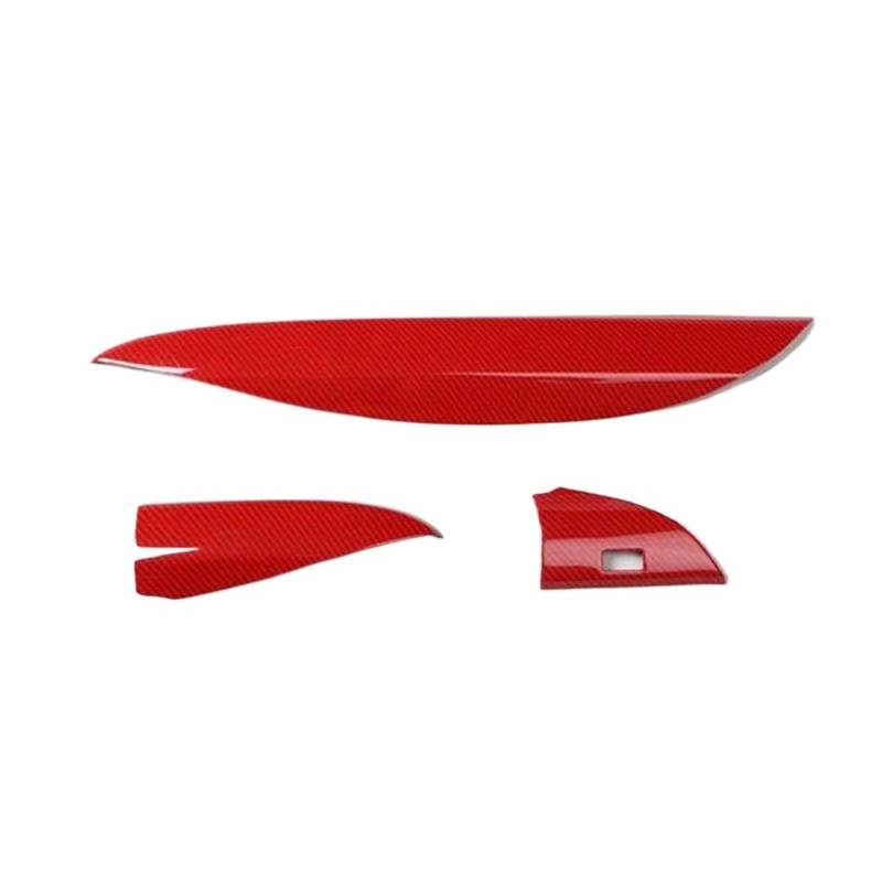 Linkslenker-Auto-Armaturenbrett-Zierstreifen, Auto-Styling-Zierstreifen, 3 Stück/Set(Carbon Fiber Red) von Generisch