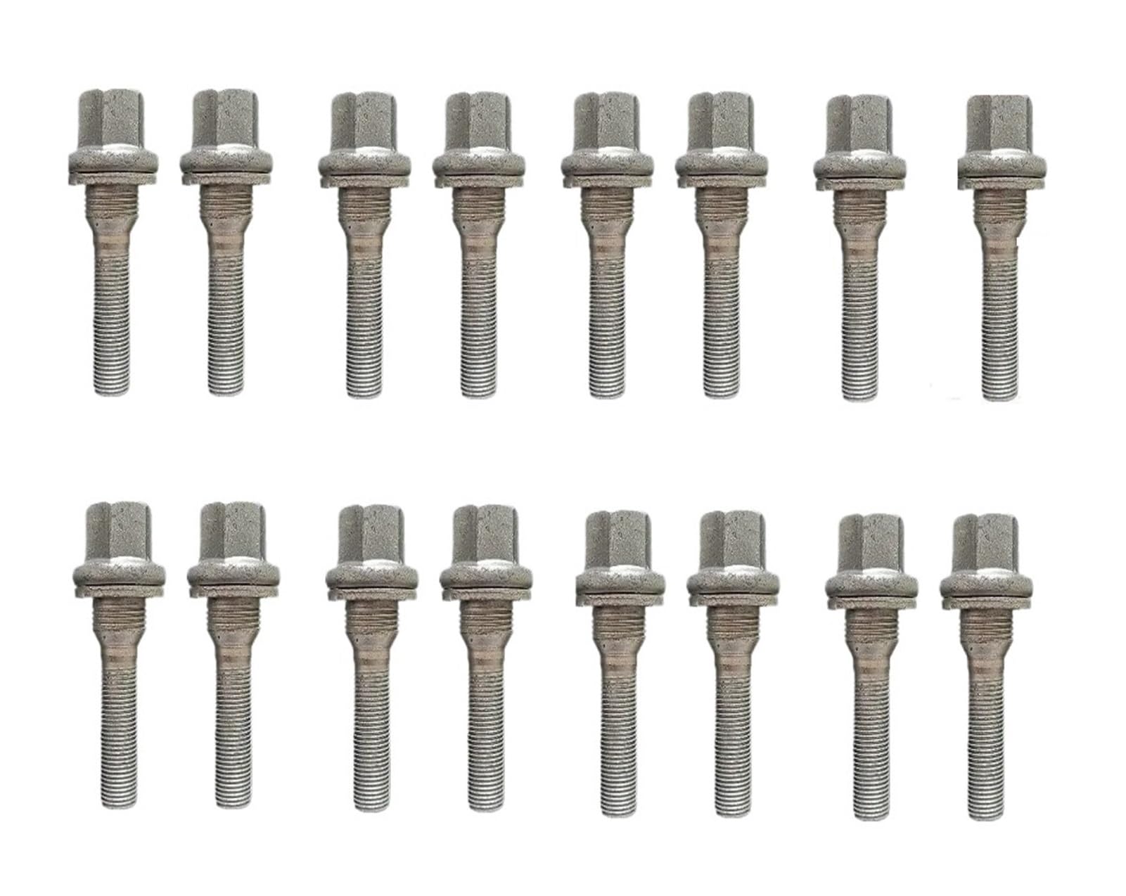 M12 x 1,25 Radbolzen mit langem Gewinde, flacher Sitz, Unterlegscheibe, Radbolzen, geeignet for 301 3008 308 406 607(40MM 16 PCS) von Generisch