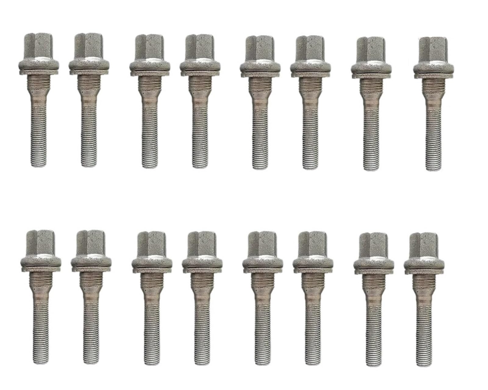 M12 x 1,25 Radbolzen mit langem Gewinde, flacher Sitz, Unterlegscheibe, Radbolzen, geeignet for 301 3008 308 406 607(45MM 16 PCS) von Generisch