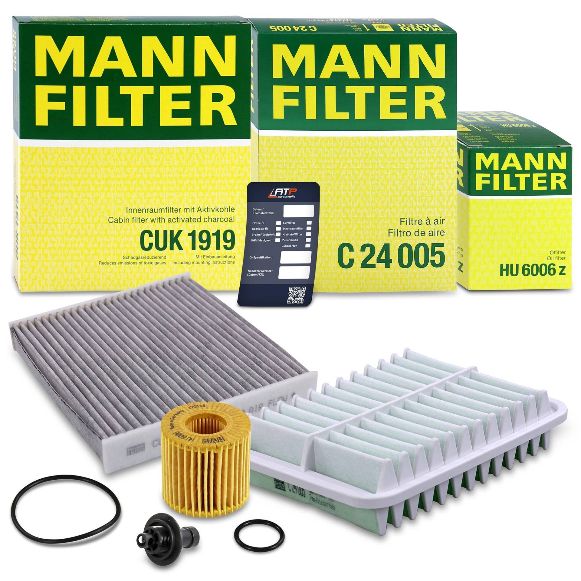 MANN-FILTER Inspektionspaket Filterset 1x Ölfilter, 1x Luftfilter, 1x Innenraumfilter (Aktivkohlefilter) Kompatibel mit TOYOTA AURIS, AVENSIS, COROLLA (_E18_, ZRE1_), RAV 4, VERSO, YARIS von Generisch