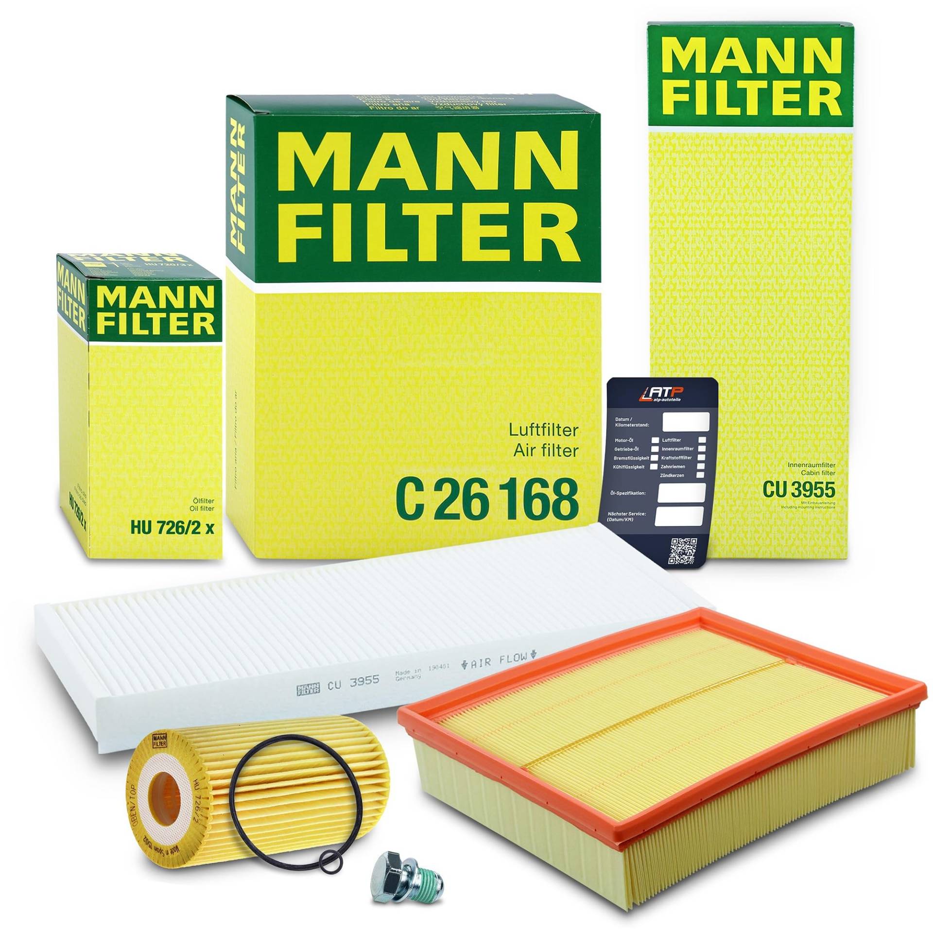 MANN-FILTER Inspektionspaket Filterset 1x Ölfilter, 1x Luftfilter, 1x Innenraumfilter, , 1x Ölwechselanhänger Kompatibel mit AUDI A4 B5 (8D2)(8D5) VW PASSAT B5 (3B2)(3B5) von Generisch