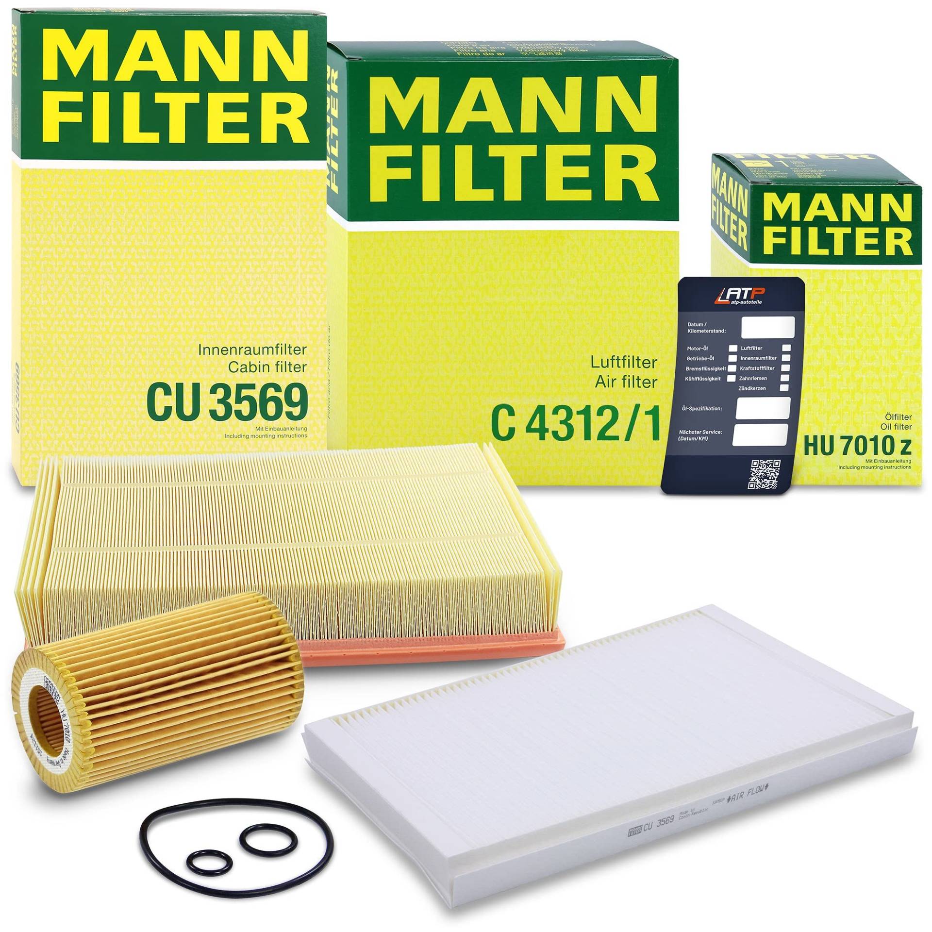 MANN-FILTER Inspektionspaket Filterset 1x Ölfilter, 1x Luftfilter, 1x Innenraumfilter, 1x Ölwechselanhänger, von Generisch