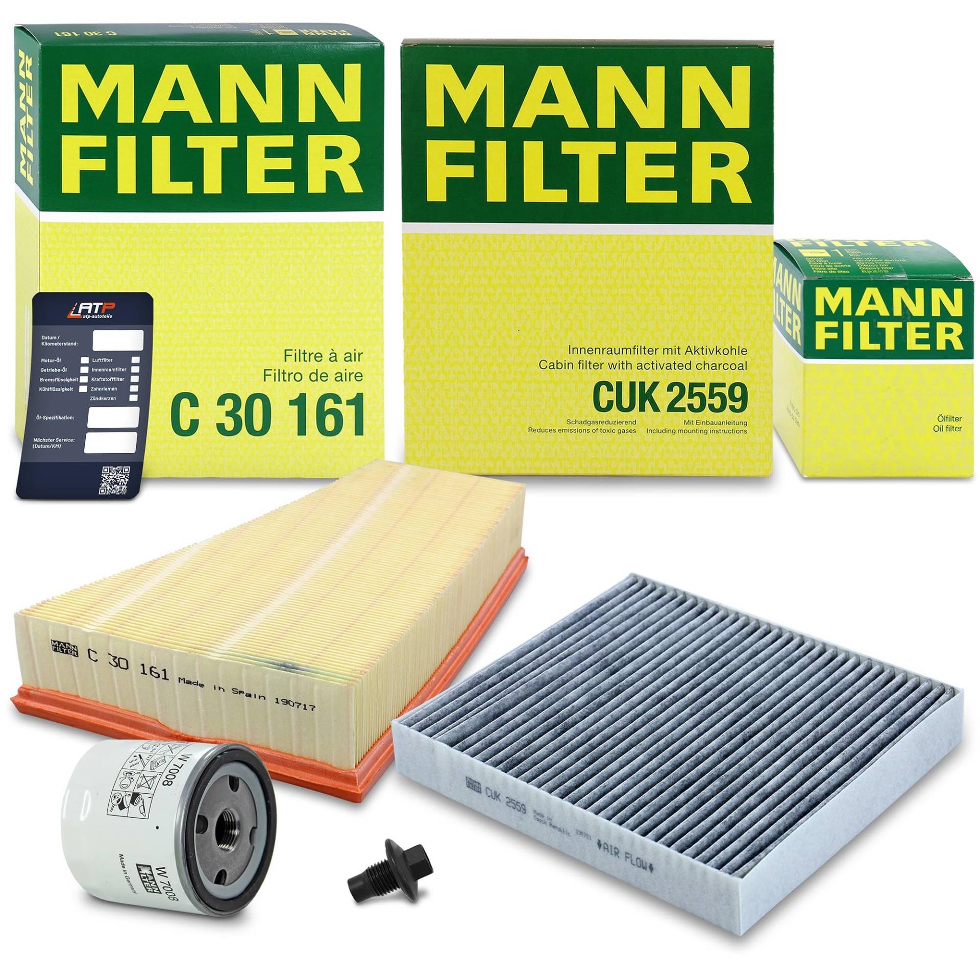 MANN-FILTER Inspektionspaket Filterset 1x Ölfilter, 1x Luftfilter, 1x Innenraumfilter (Aktivkohle), Kompatibel mit FORD GALAXY Mk2 (WA6), MONDEO Mk4 (BA7), S-MAX (WA6) von Generisch