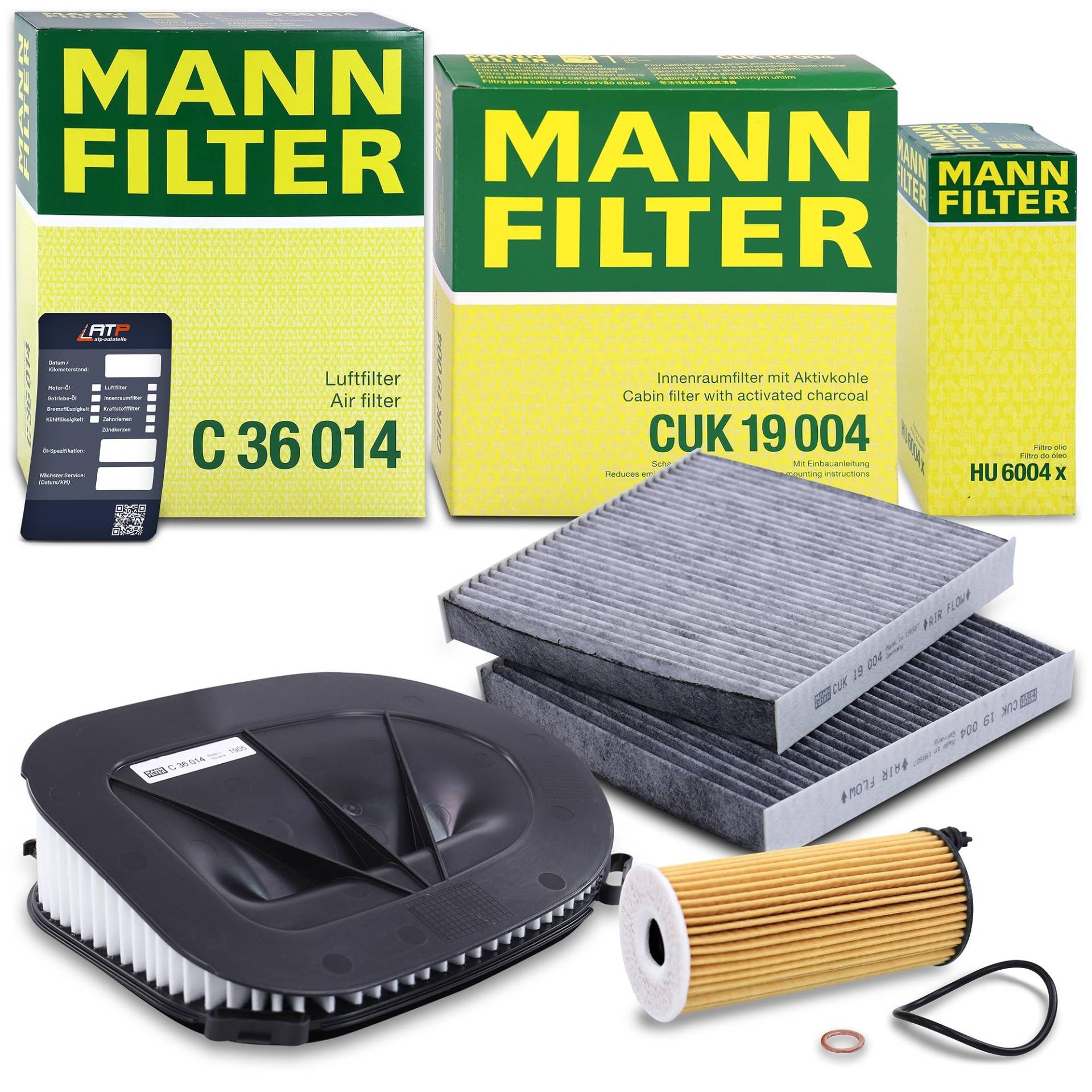 MANN-FILTER Inspektionspaket Filterset 1x Ölfilter, 1x Luftfilter, 1x Innenraumfilter (Aktivkohlefilter), 1x Ölwechselanhänger, Kompatibel mit BMW X3 (F25) von Generisch