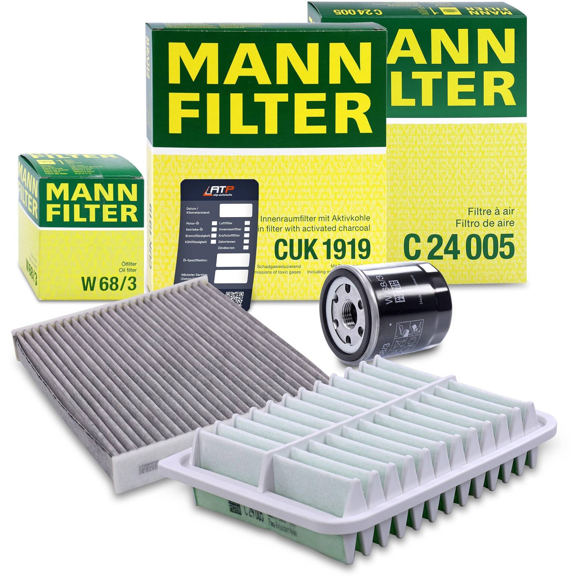 MANN-FILTER Inspektionspaket Filterset 1x Ölfilter, 1x Luftfilter, 1x Innenraumfilter (Aktivkohlefilter), 1x Ölwechselanhänger, Kompatibel mit TOYOTA AURIS (_E15_)(_E18_), RAV 4 IV (_A4_) von Generisch